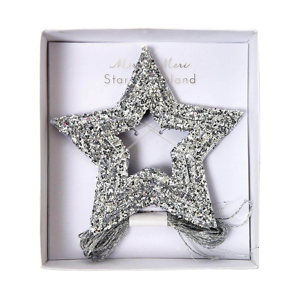Silver Glitter Star Mini Garland by Meri Meri