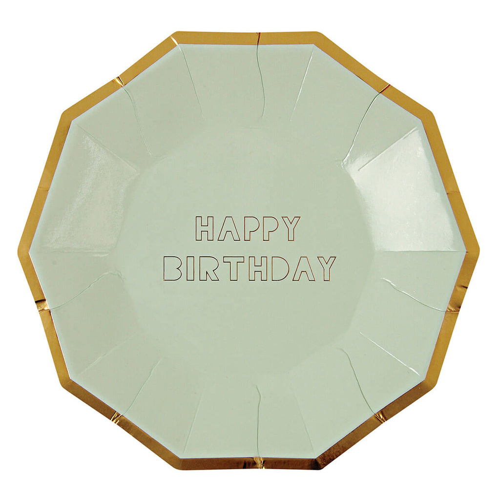 Happy Birthday Coloured Hexagonal Large Party Plates by Meri Meri