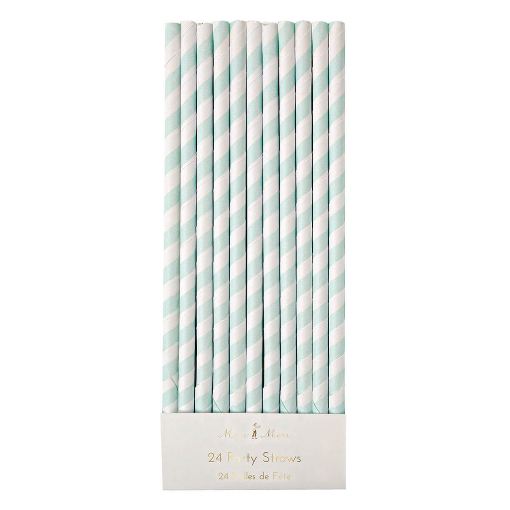 Striped Paper Straws in Mint by Meri Meri