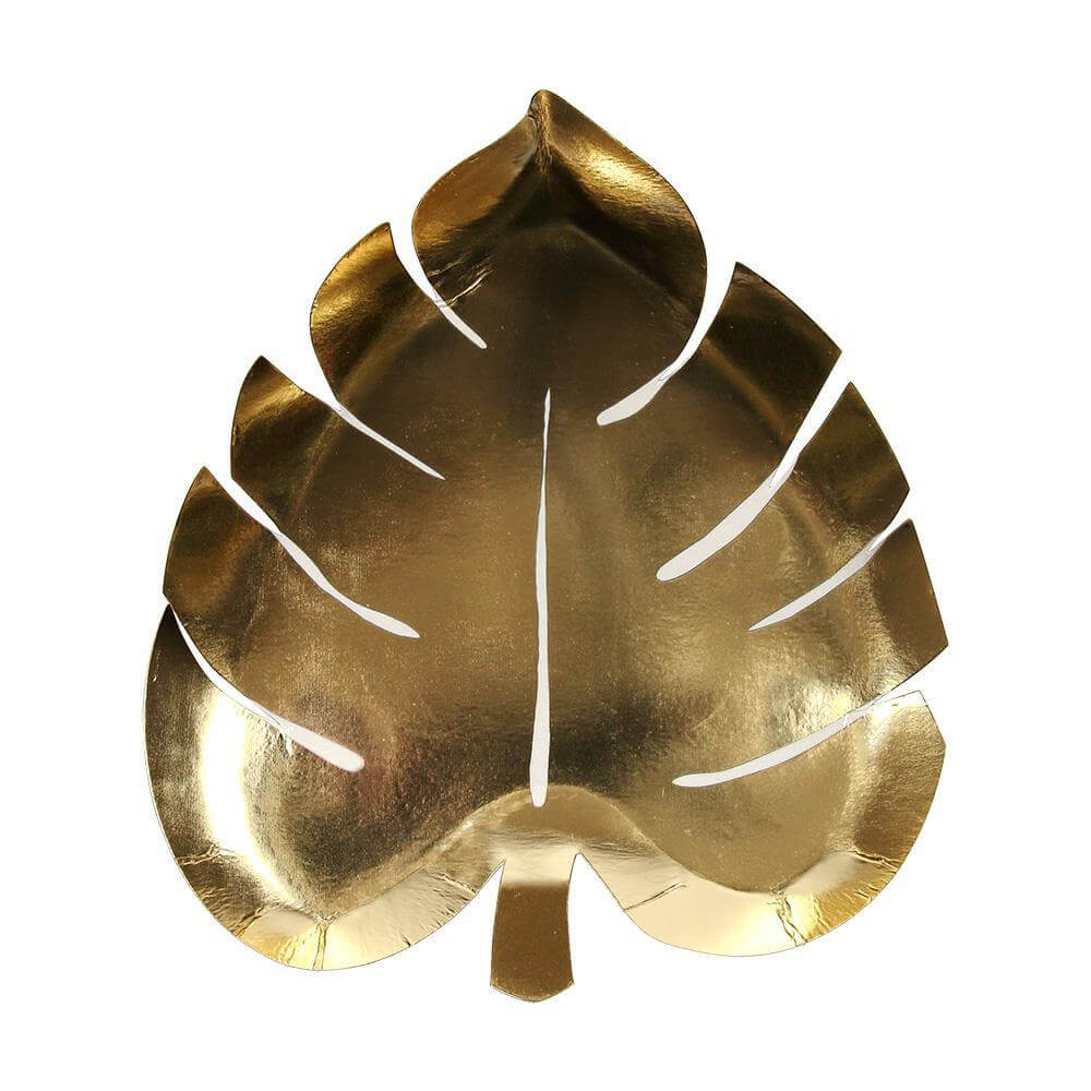 Palm Leaf Shaped Party Plates in Gold by Meri Meri