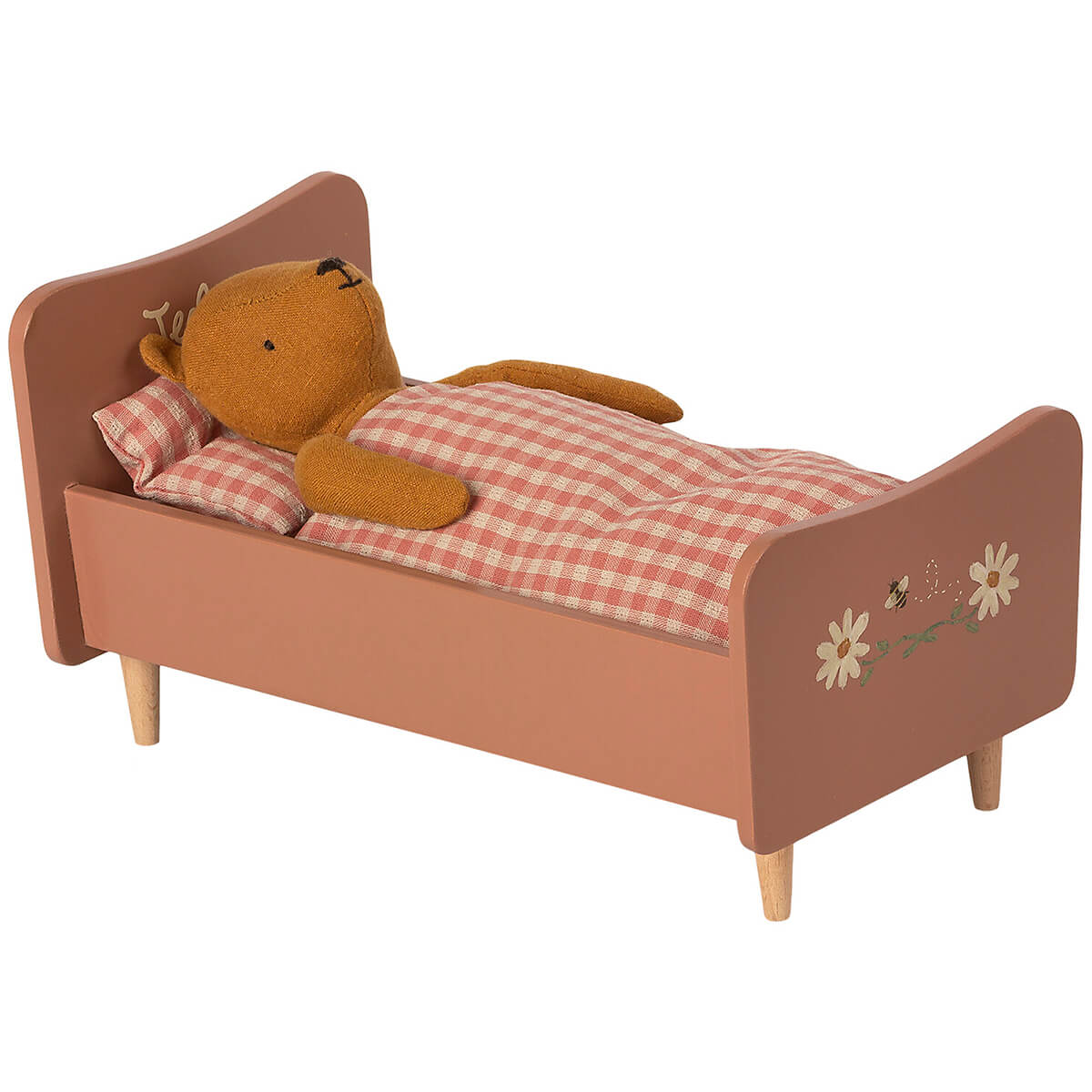 Wooden Bed For Teddy Mum in Rose by Maileg