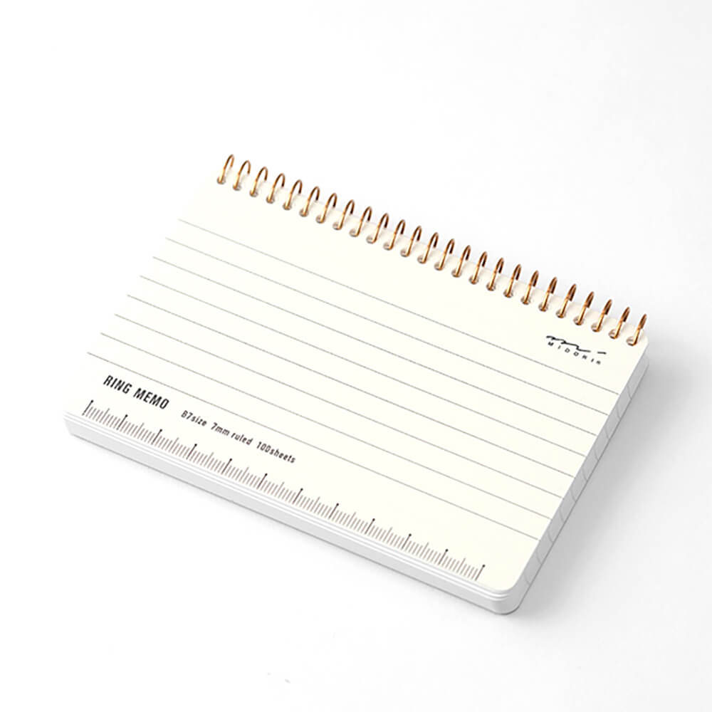 Ring Memo B7 Notebook in White by Midori