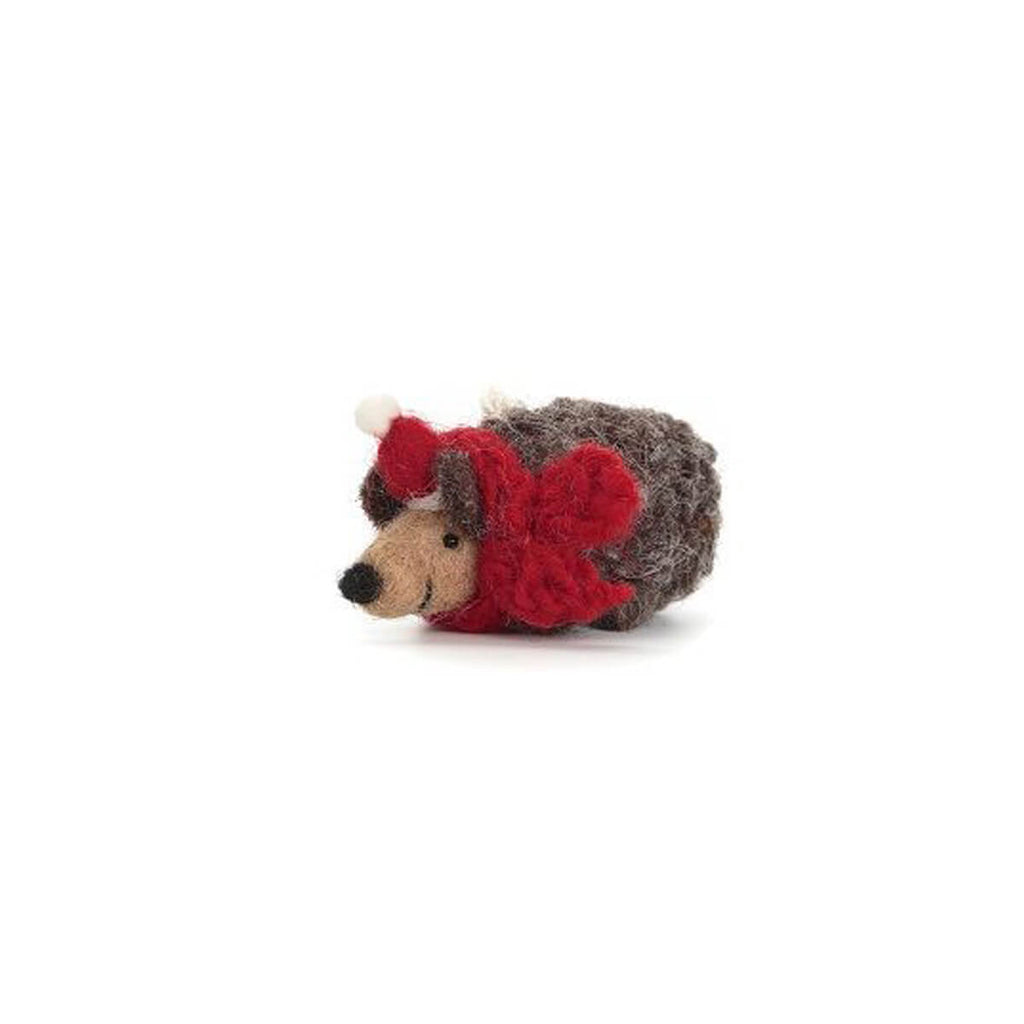 Mini Hedgehog With Scarf Hanging Christmas Decoration by Amica