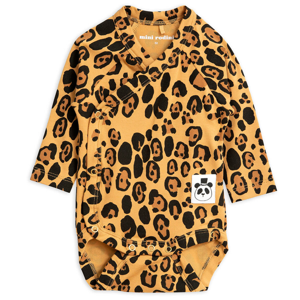 Basic Leopard Wrap Bodysuit in Tencel by Mini Rodini