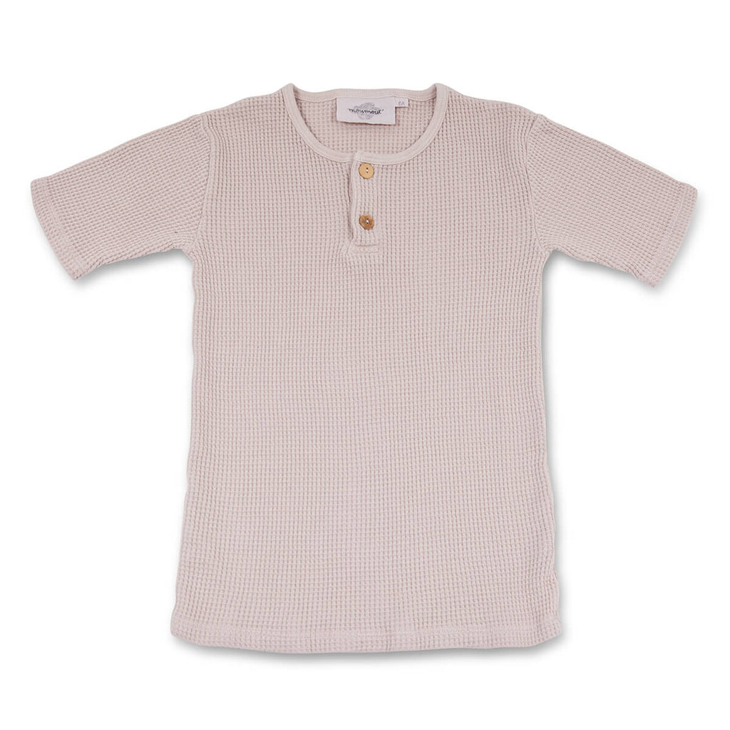 Noe Bee Baby Waffle T Shirt in Nude by My Moumout - Last Ones In Stock - 0-6 Months