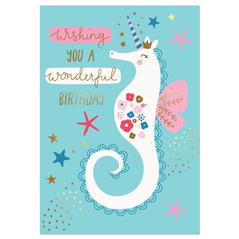 Seahorse Greetings Card by Natalie Alex