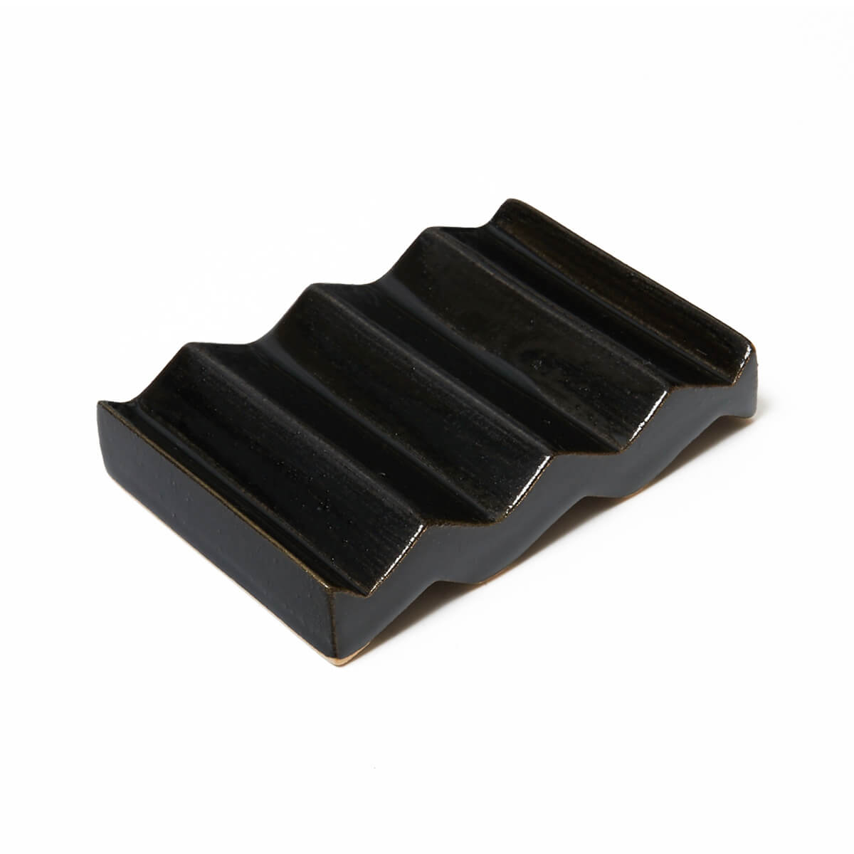 Rocky M. Handmade Ceramic Soap Dish in Black by Oba Studios
