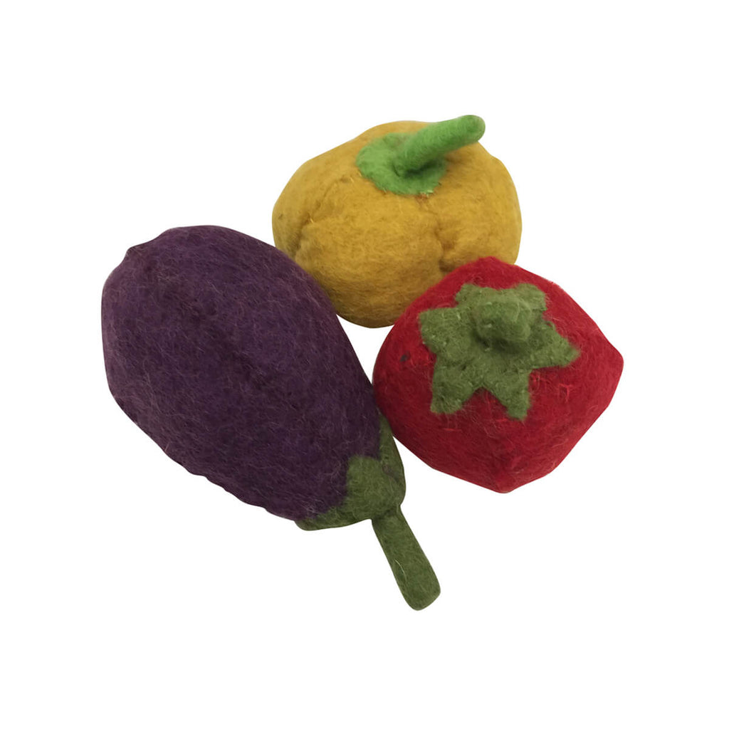 Capsicum, Aubergine and Tomato Felt Toy Set by Papoose Toys
