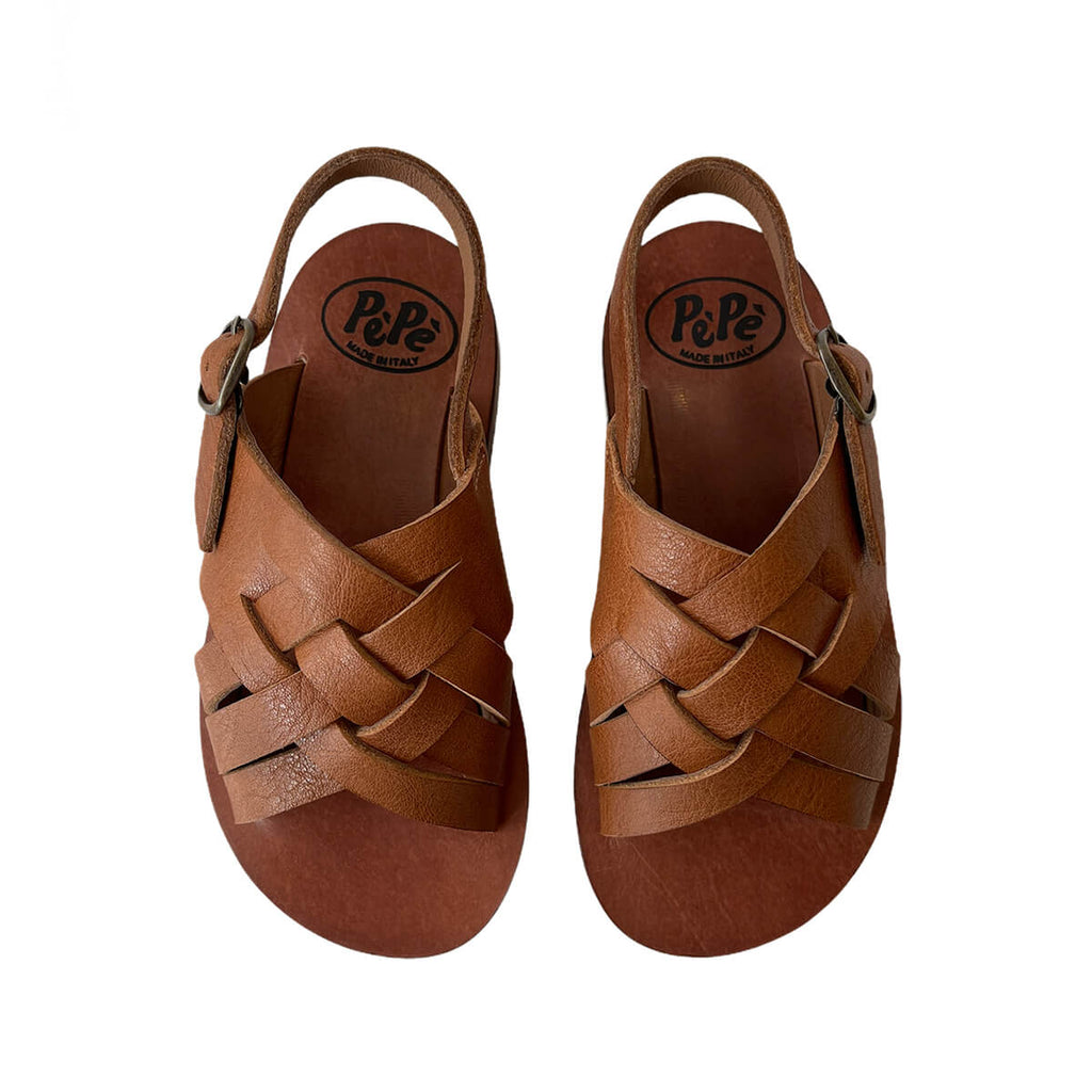 Gianni Crossover Strap Sandals in Kava Brown by P�P�