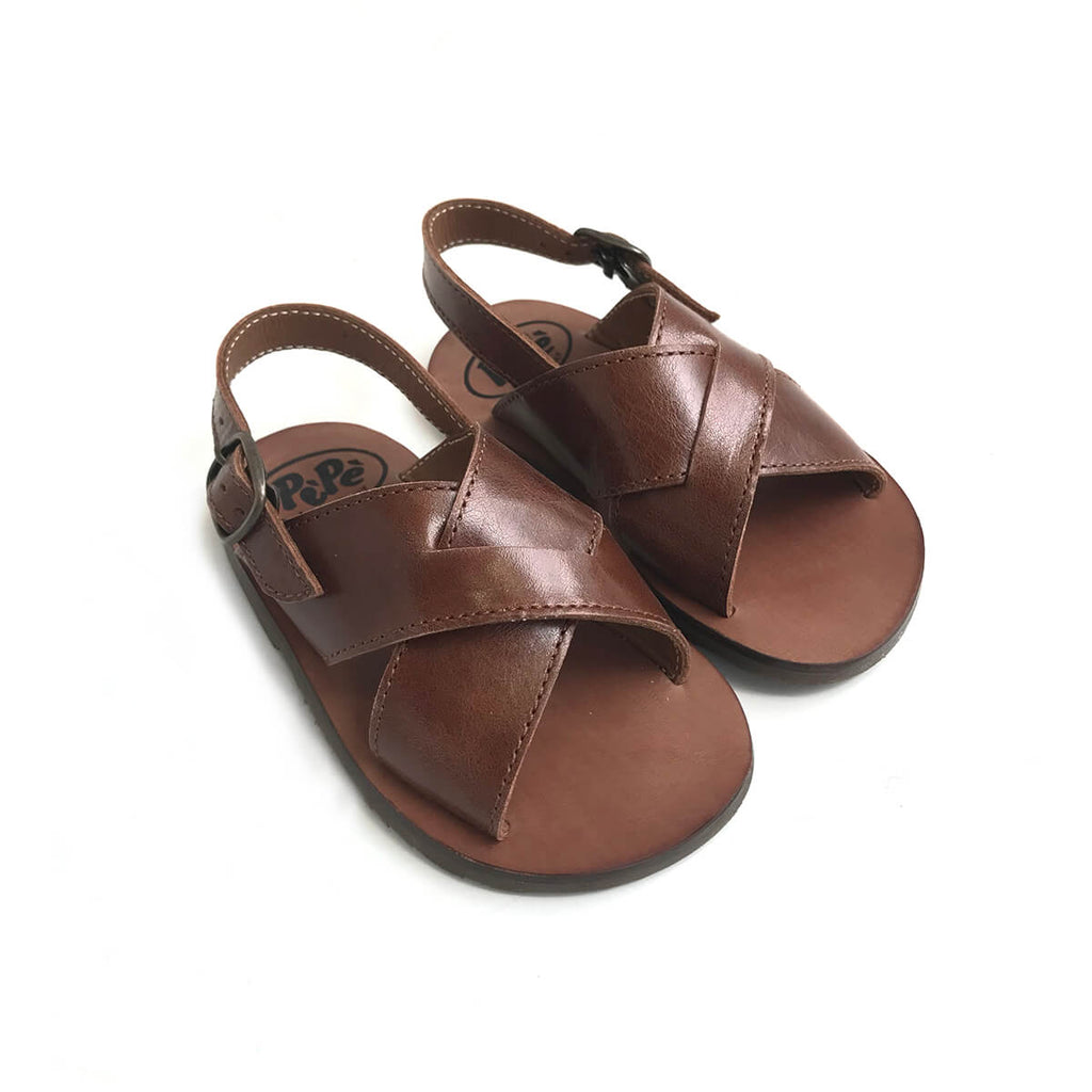 Luca Crossover Strap Sandals in Cacao by PèPè