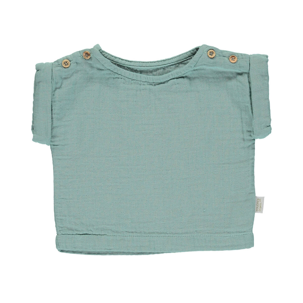 Lin Baby Blouse in Blue Surf by Poudre Organic