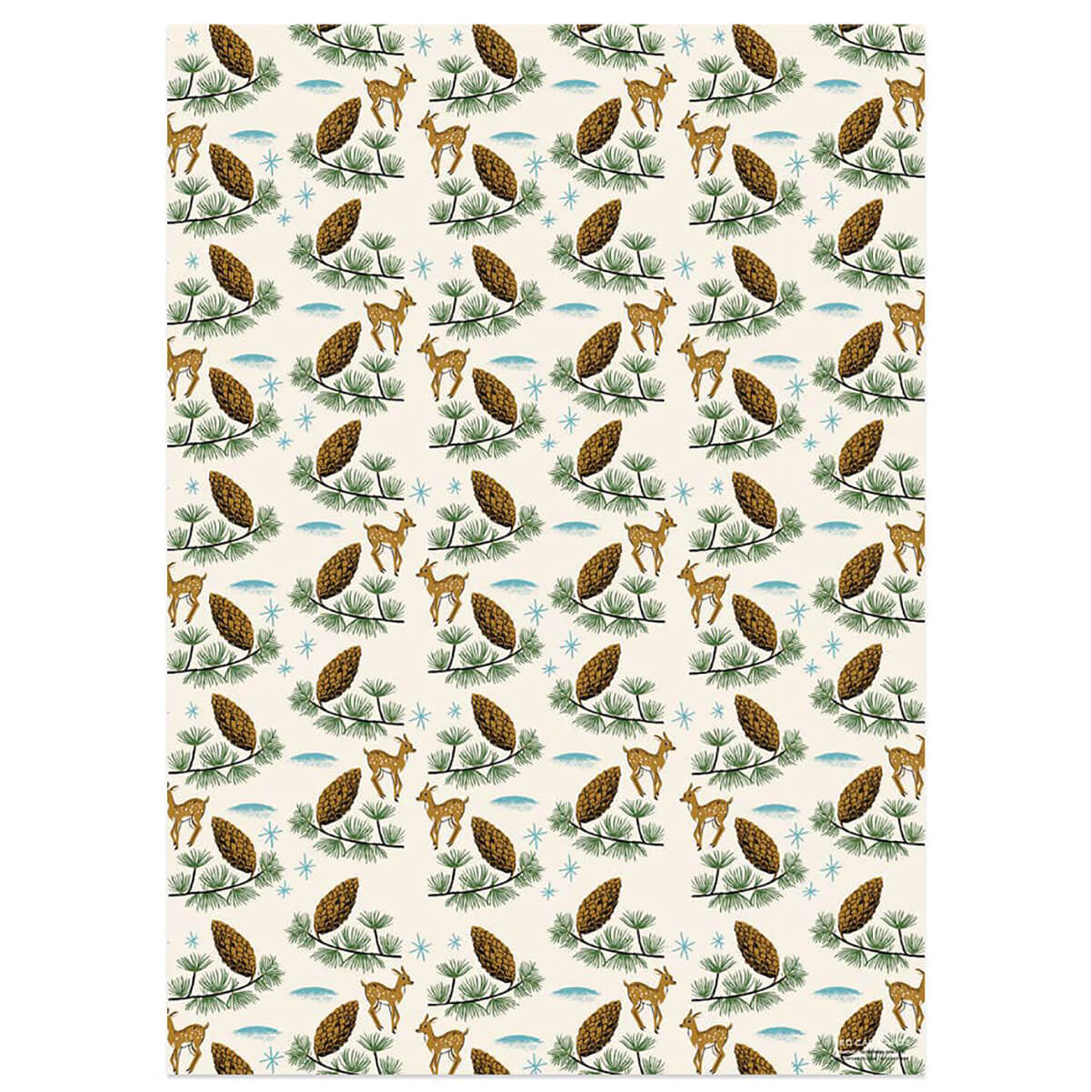 Deer And Pine Cones Christmas Gift Wrap (3 Sheets Pack) By Red Cap Cards
