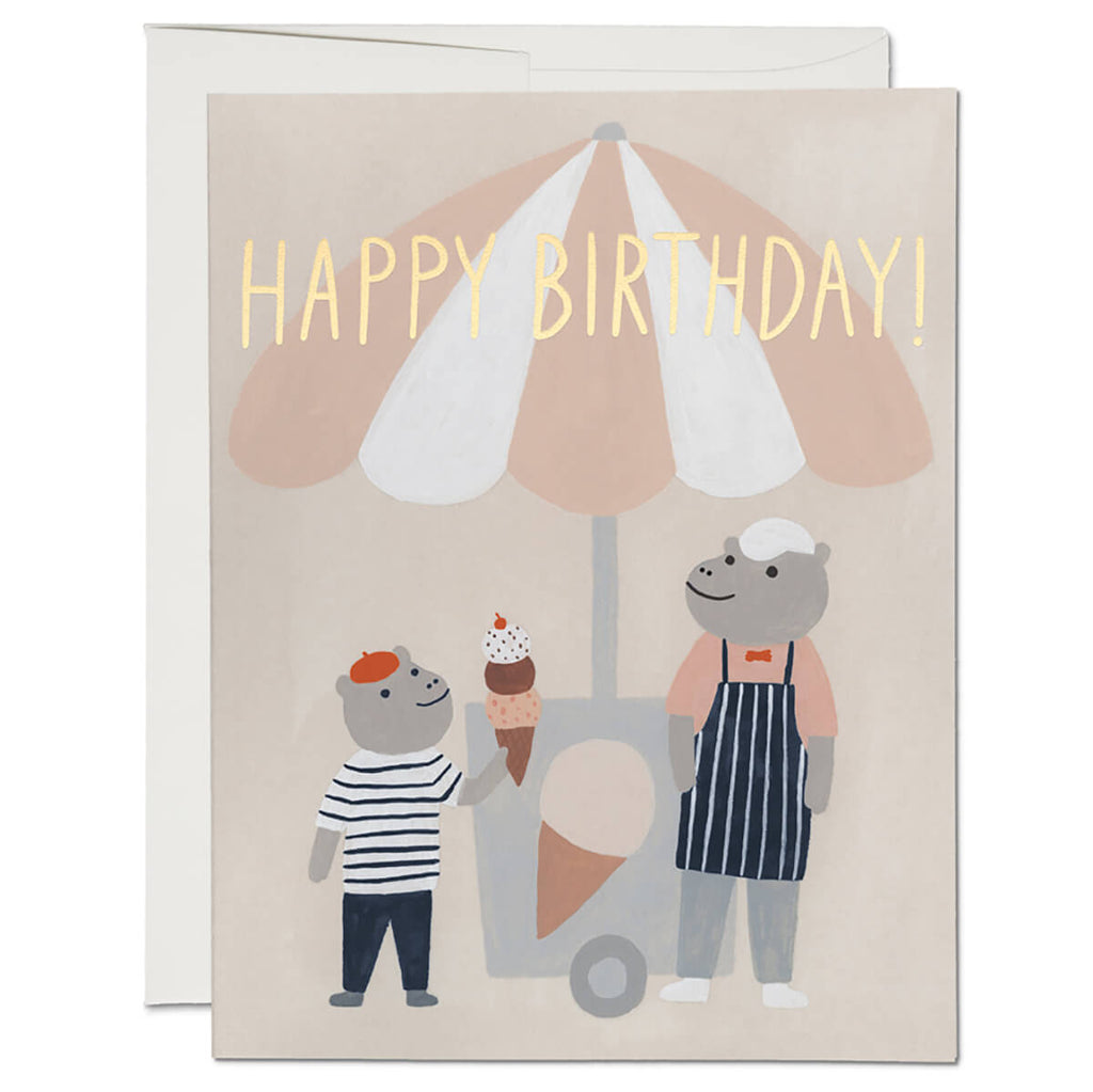 Ice Cream Hippos Greetings Card by Red Cap Cards