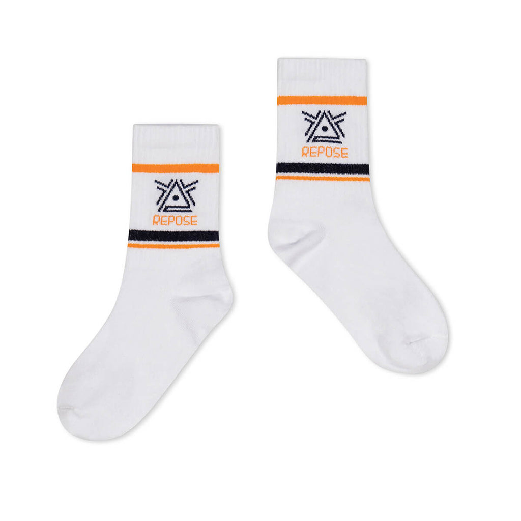 Sporty Socks in Crisp White Logo by Repose AMS