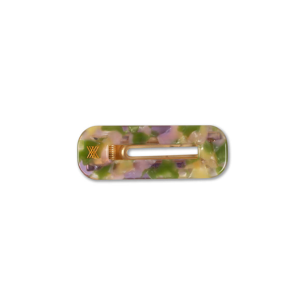 Squared Hair Clip in Green Marble by Repose AMS