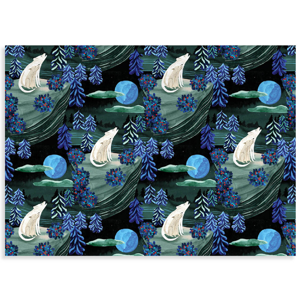 By The Light Of The Moon Christmas Gift Wrap by Roger La Borde