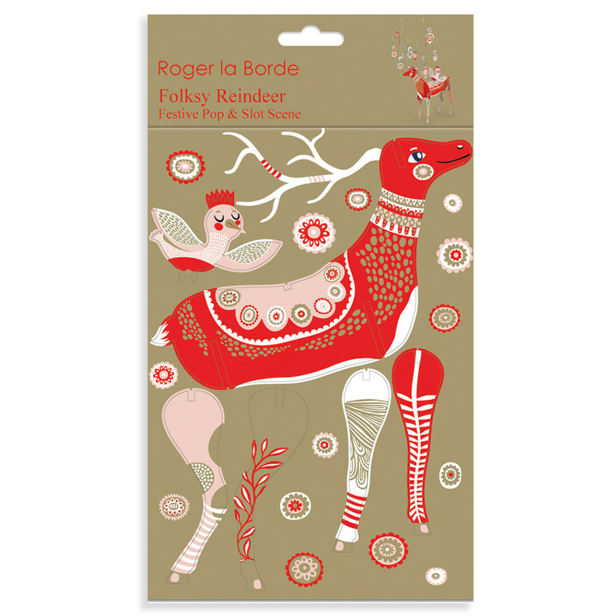 Make Your Own Golden Folksy Reindeer Pop And Slot 3D Christmas Scene by Roger La Borde