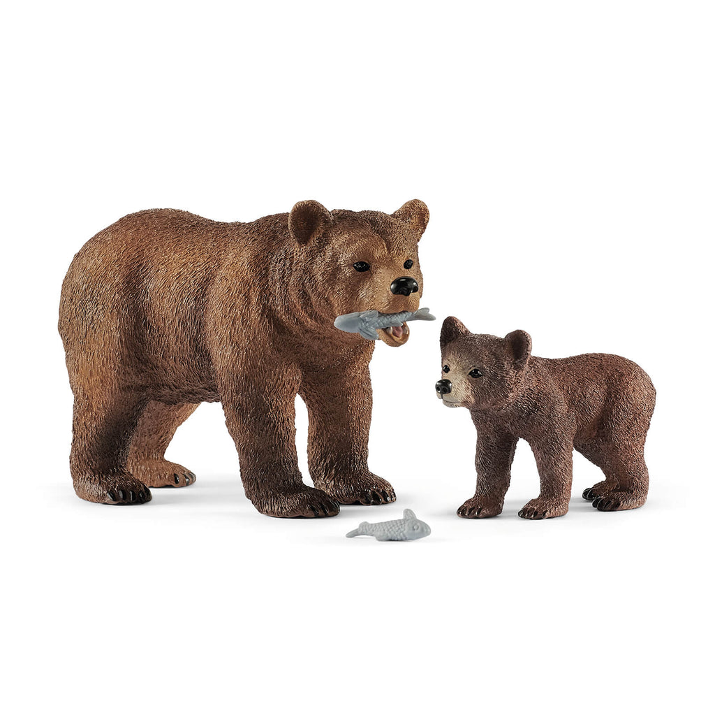 Grizzly Bear Mother with Cub by Schleich
