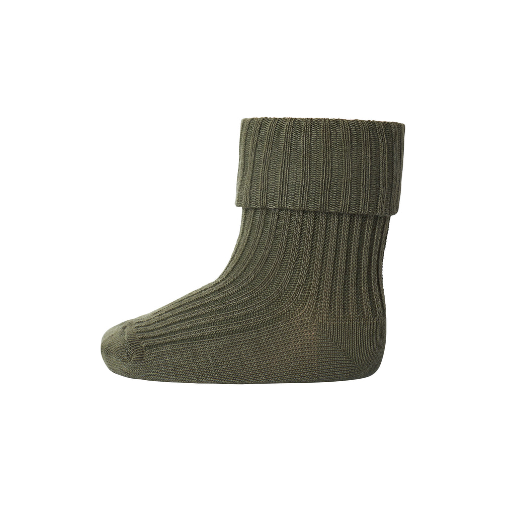 Cotton Rib Ankle Socks in Army by MP Denmark