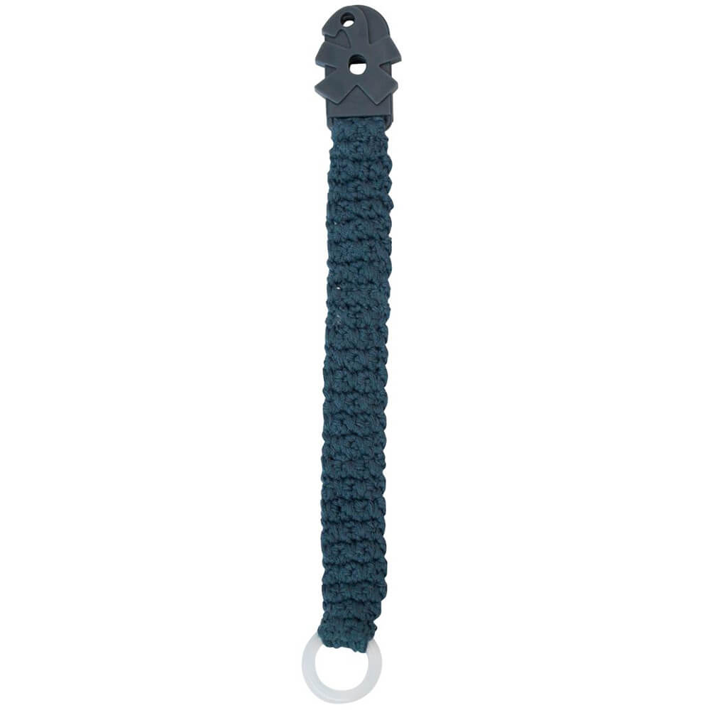 Crochet Pacifier Clip in Royal Blue by Sebra