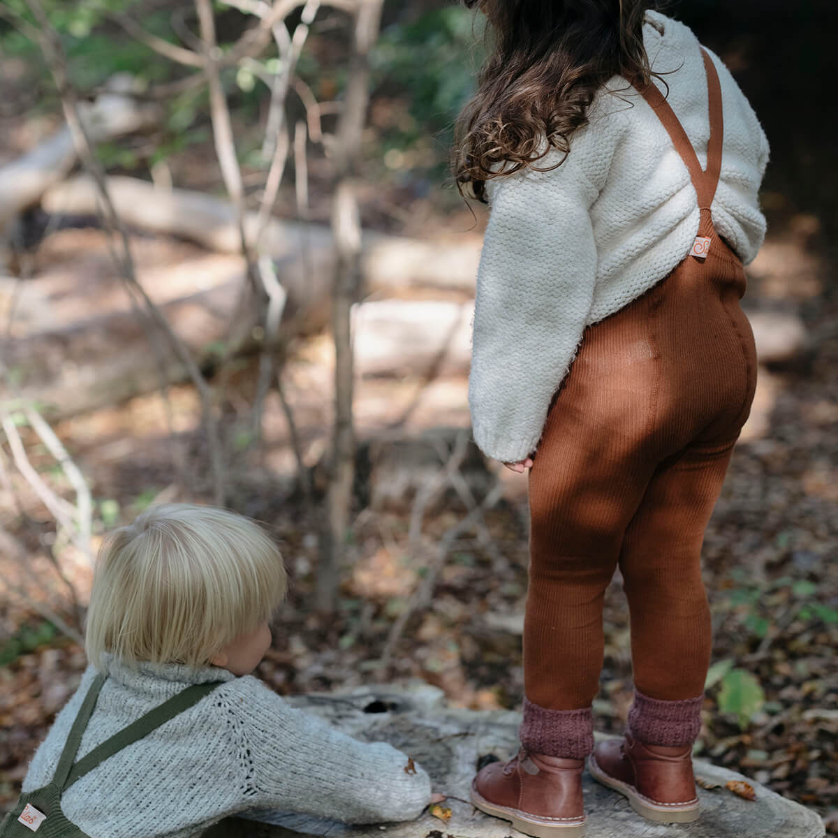 Footed Tights With Braces in Cinnamon by Silly Silas