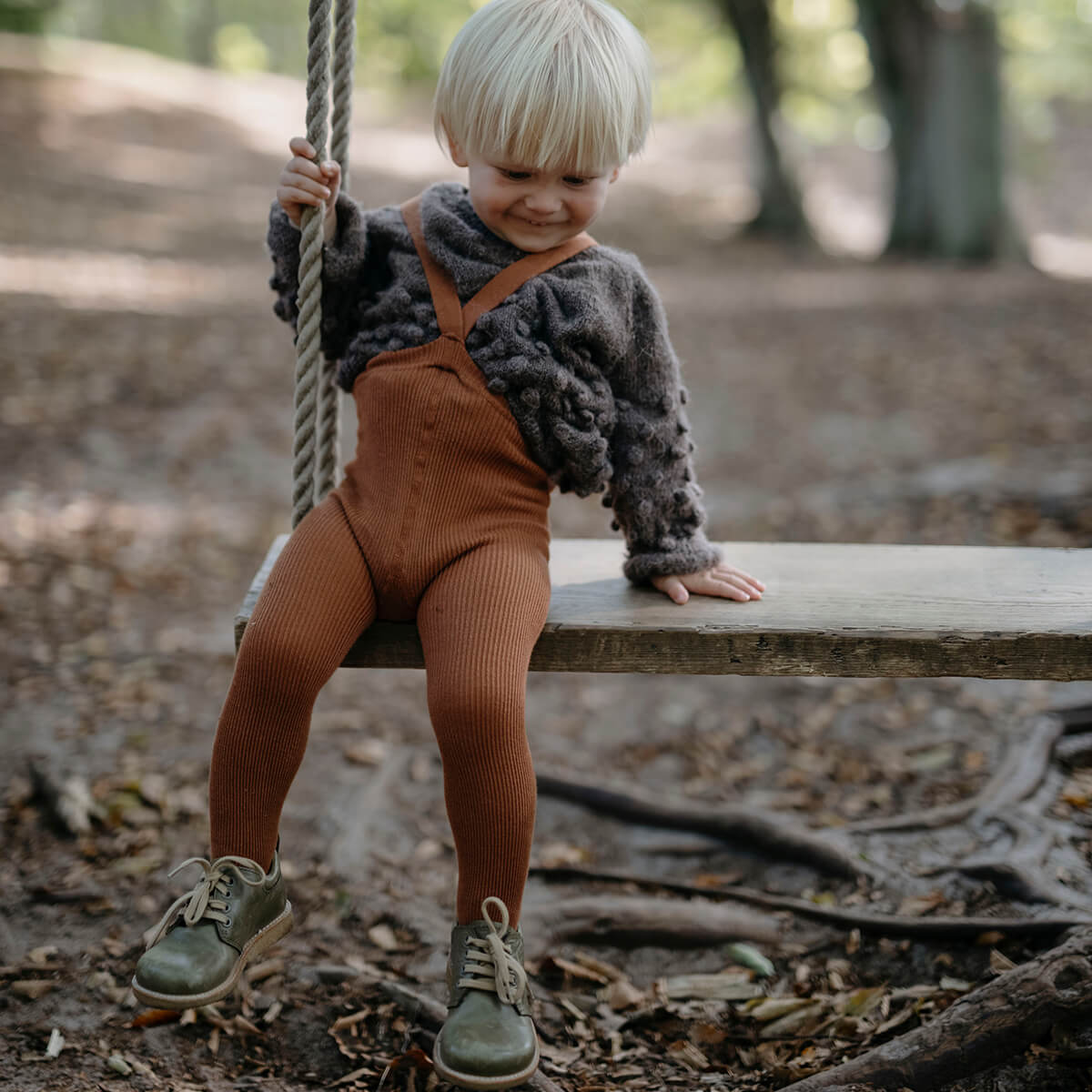 Footed Tights With Braces in Cinnamon by Silly Silas