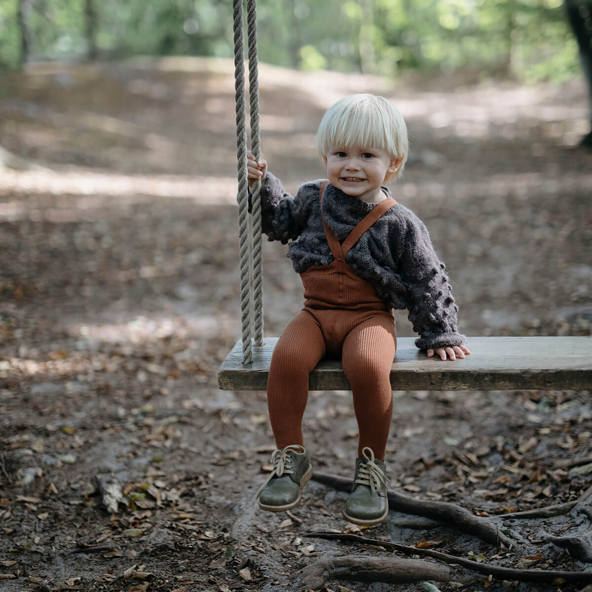 Footed Tights With Braces in Cinnamon by Silly Silas