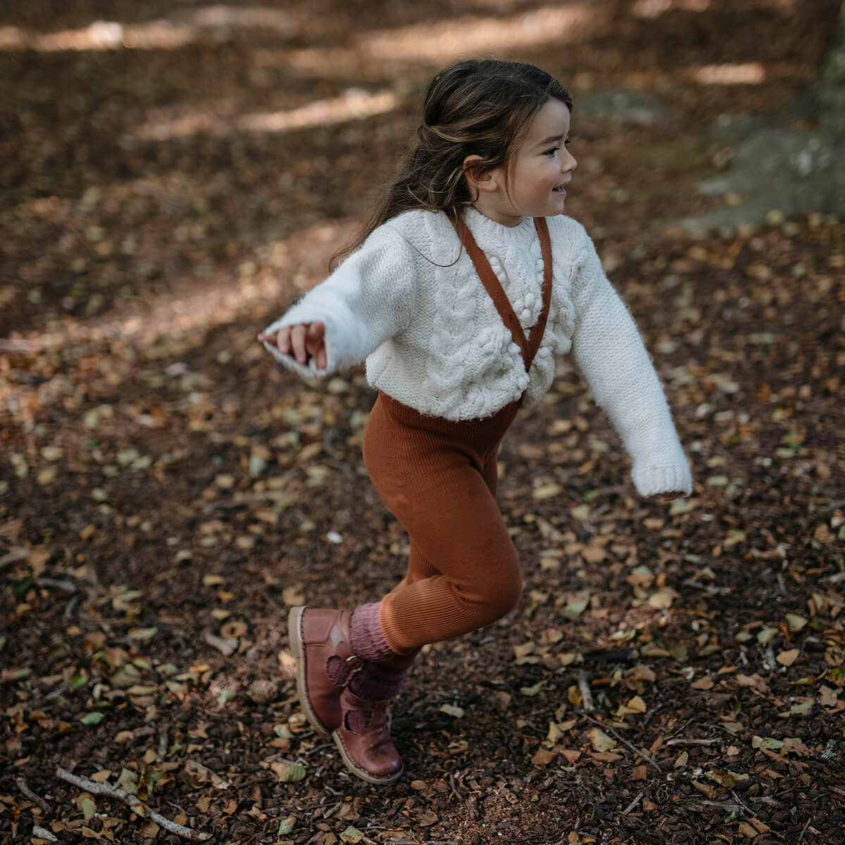 Footed Tights With Braces in Cinnamon by Silly Silas