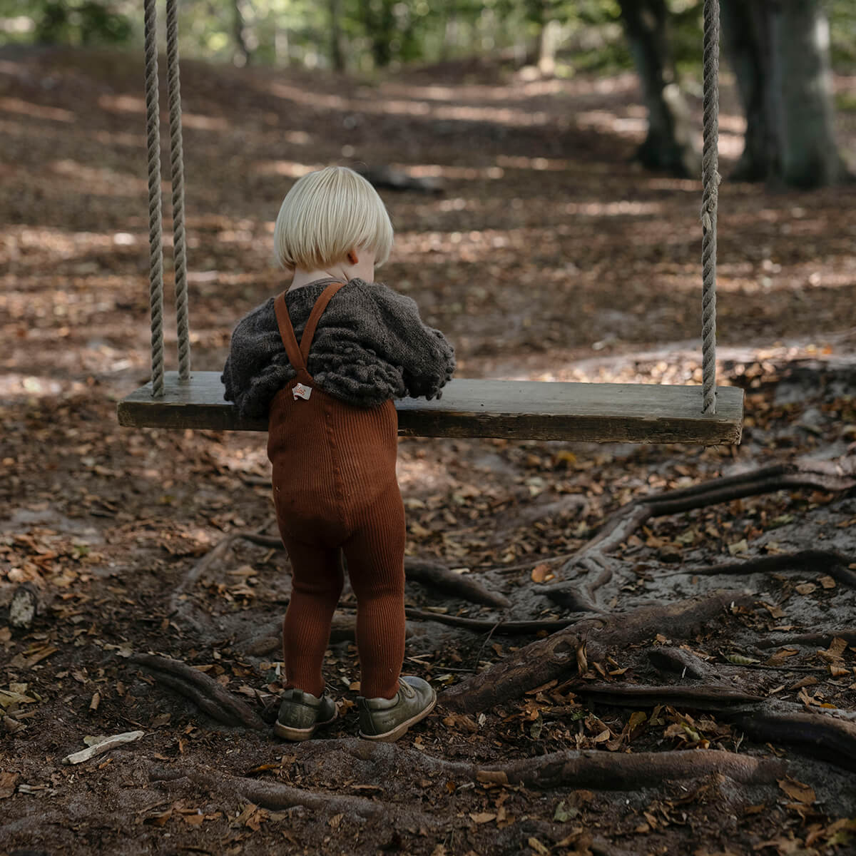 Footed Tights With Braces in Cinnamon by Silly Silas