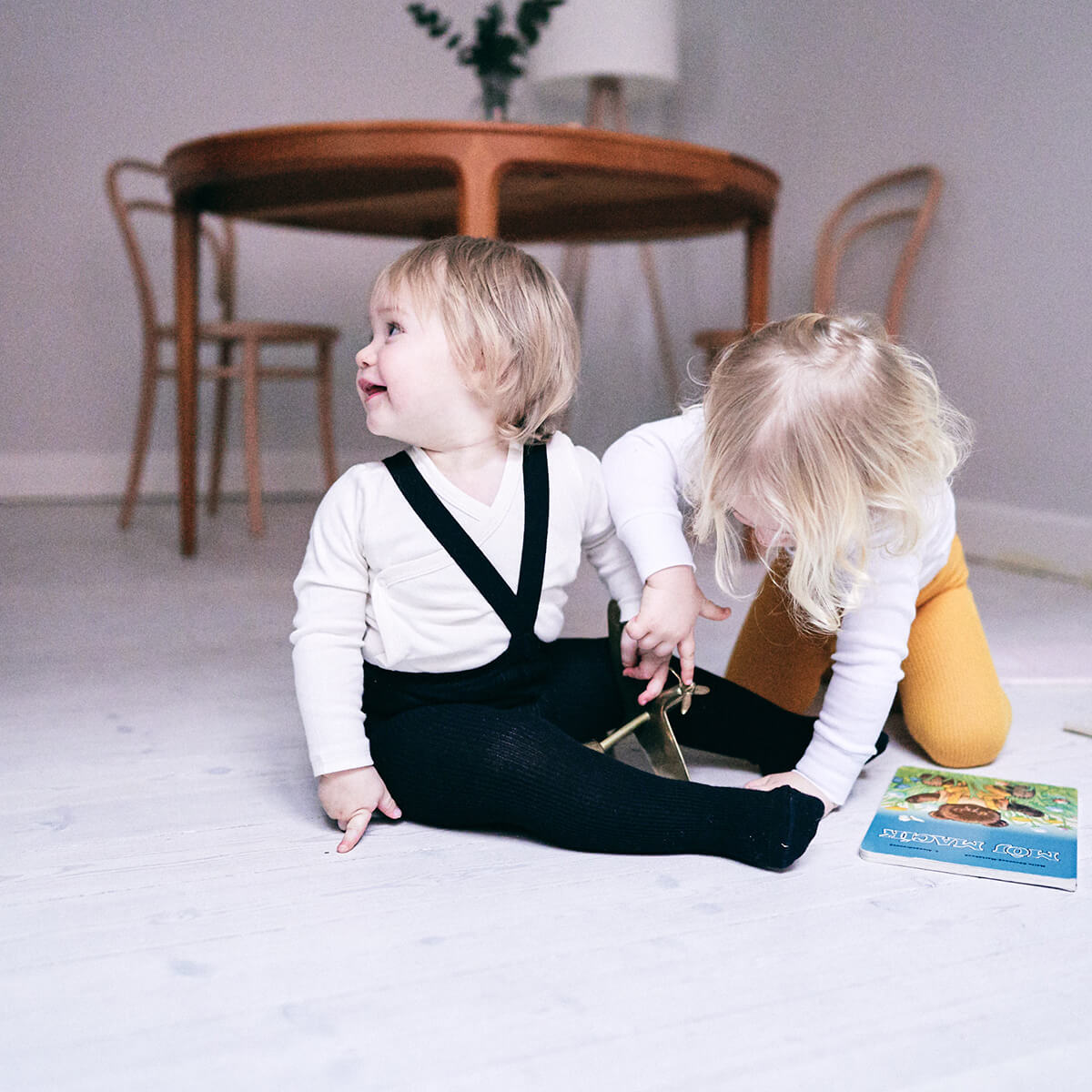 Footed Tights With Braces in Classic Black by Silly Silas