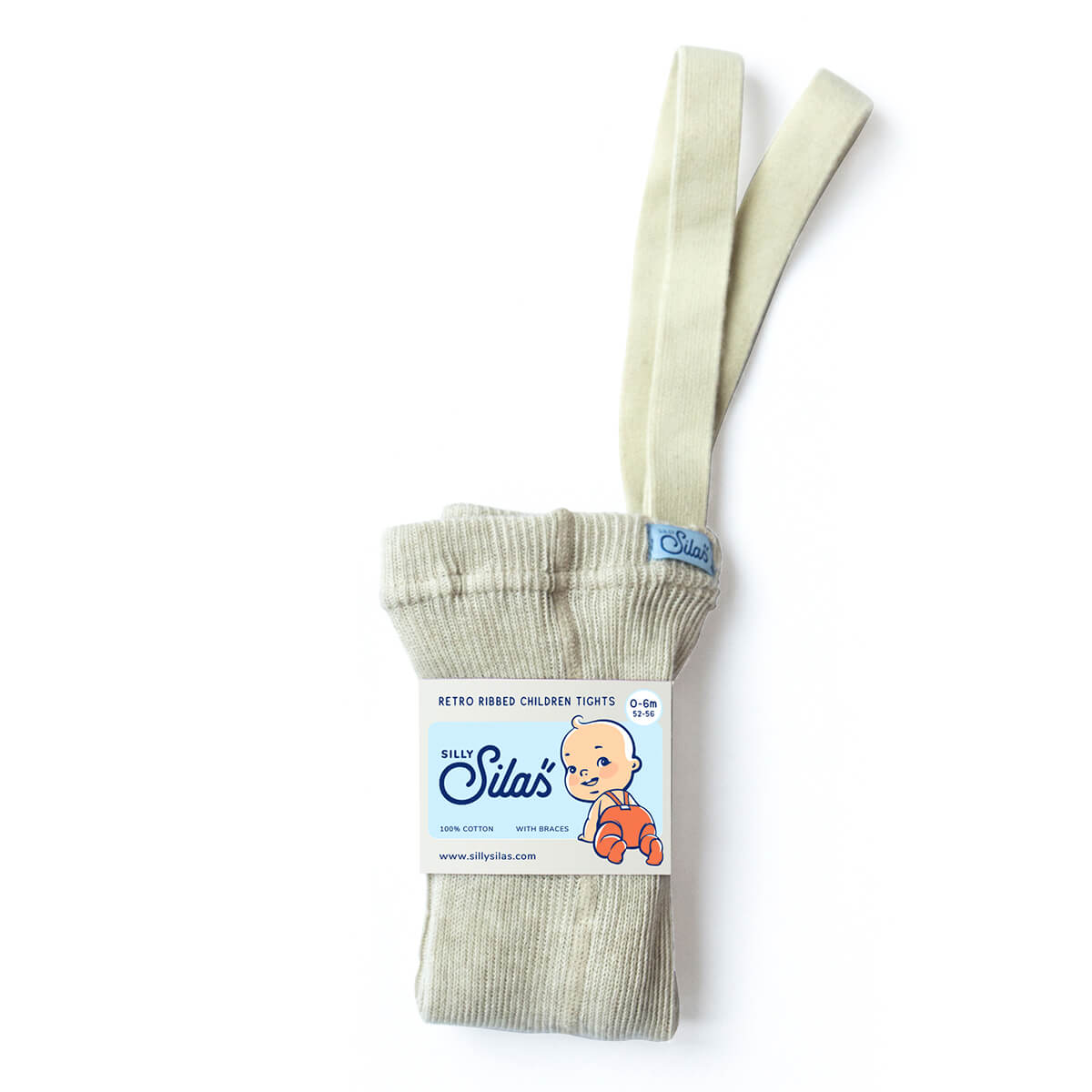 Footed Tights With Braces in Cream Blend by Silly Silas