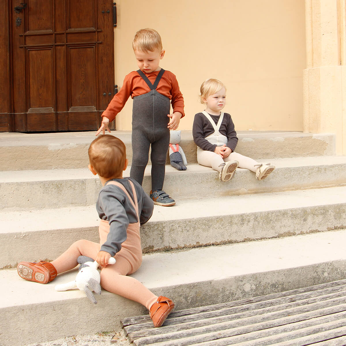 Footed Tights With Braces in Dark Grey Blend by Silly Silas