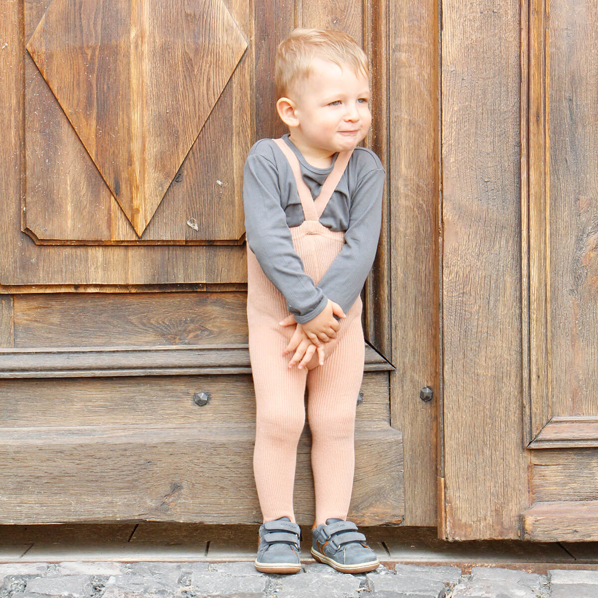 Footed Tights With Braces in Light Brown by Silly Silas