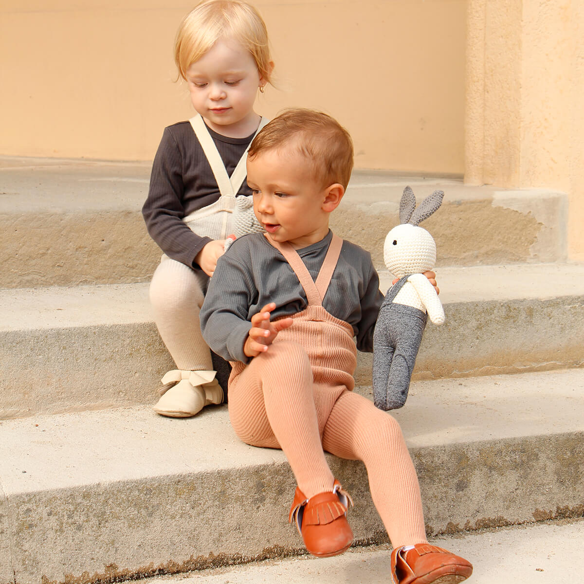 Footed Tights With Braces in Light Brown by Silly Silas