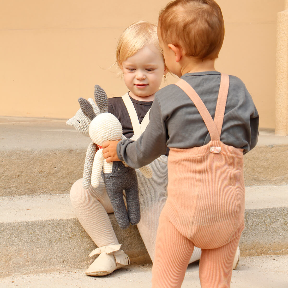 Footed Tights With Braces in Light Brown by Silly Silas