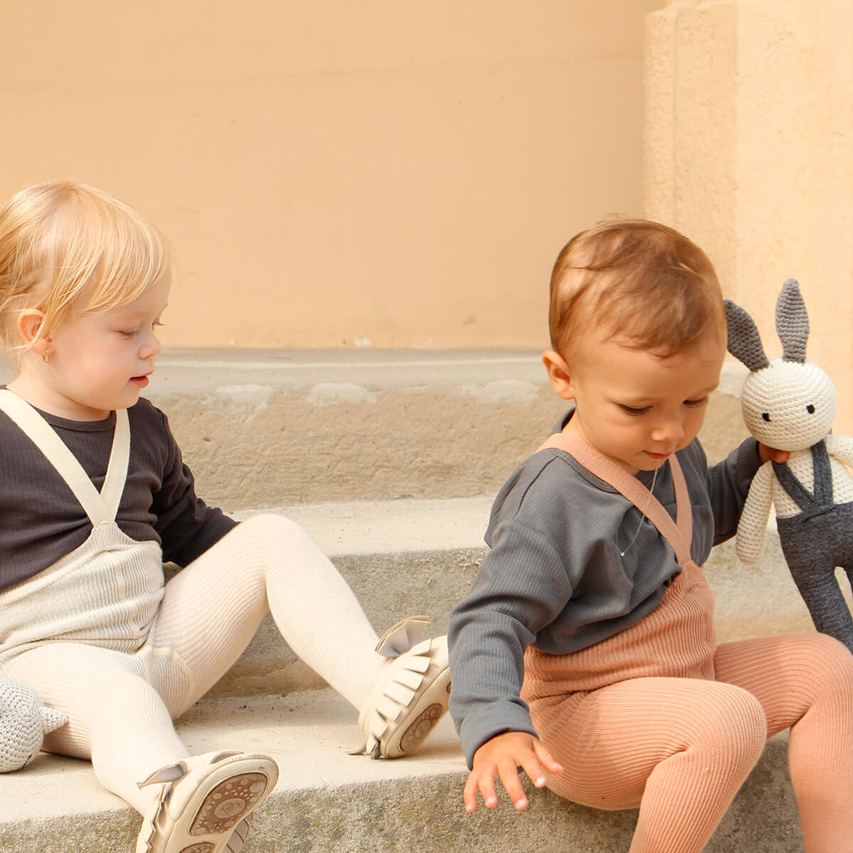 Footed Tights With Braces in Light Brown by Silly Silas
