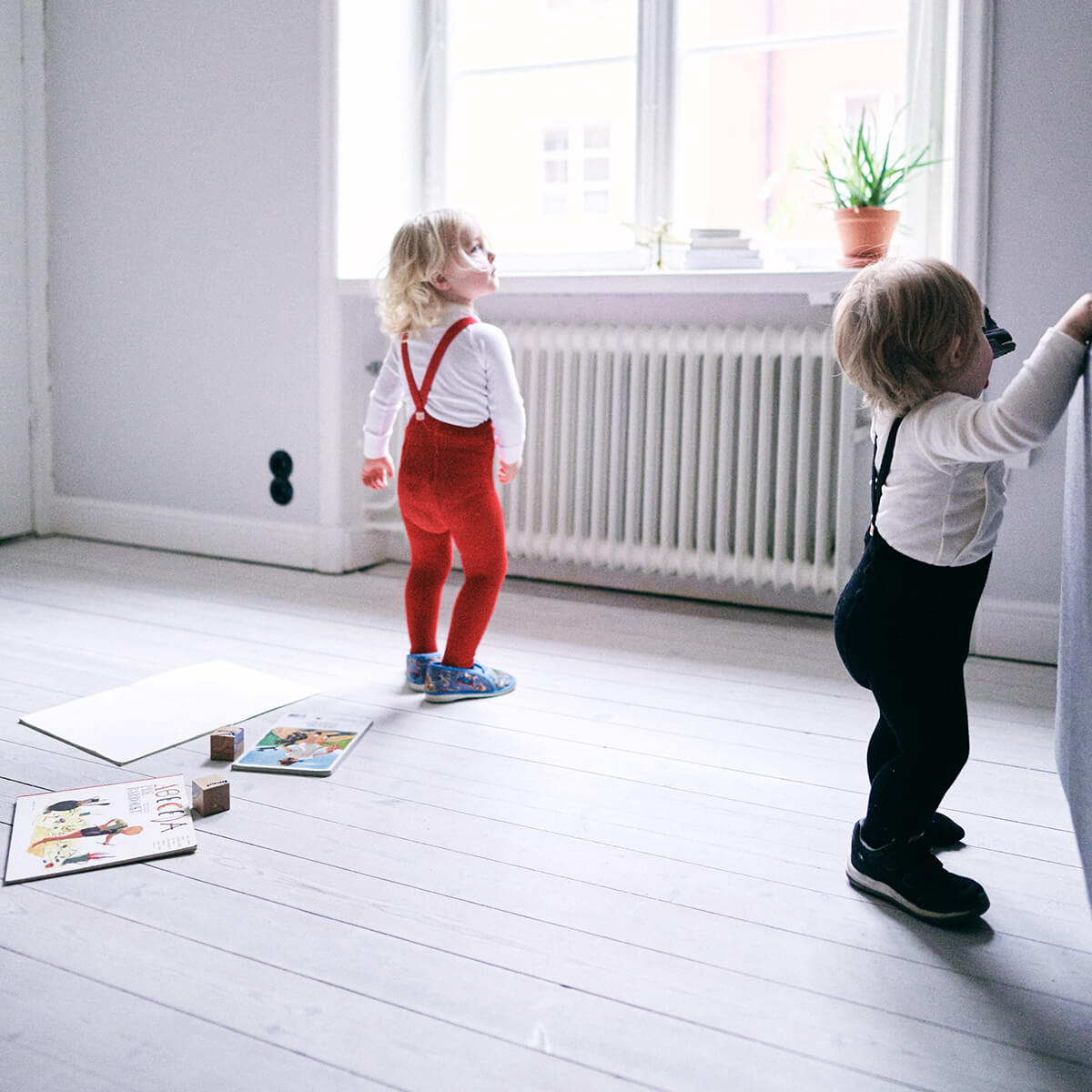 Footed Tights With Braces in Love Red by Silly Silas