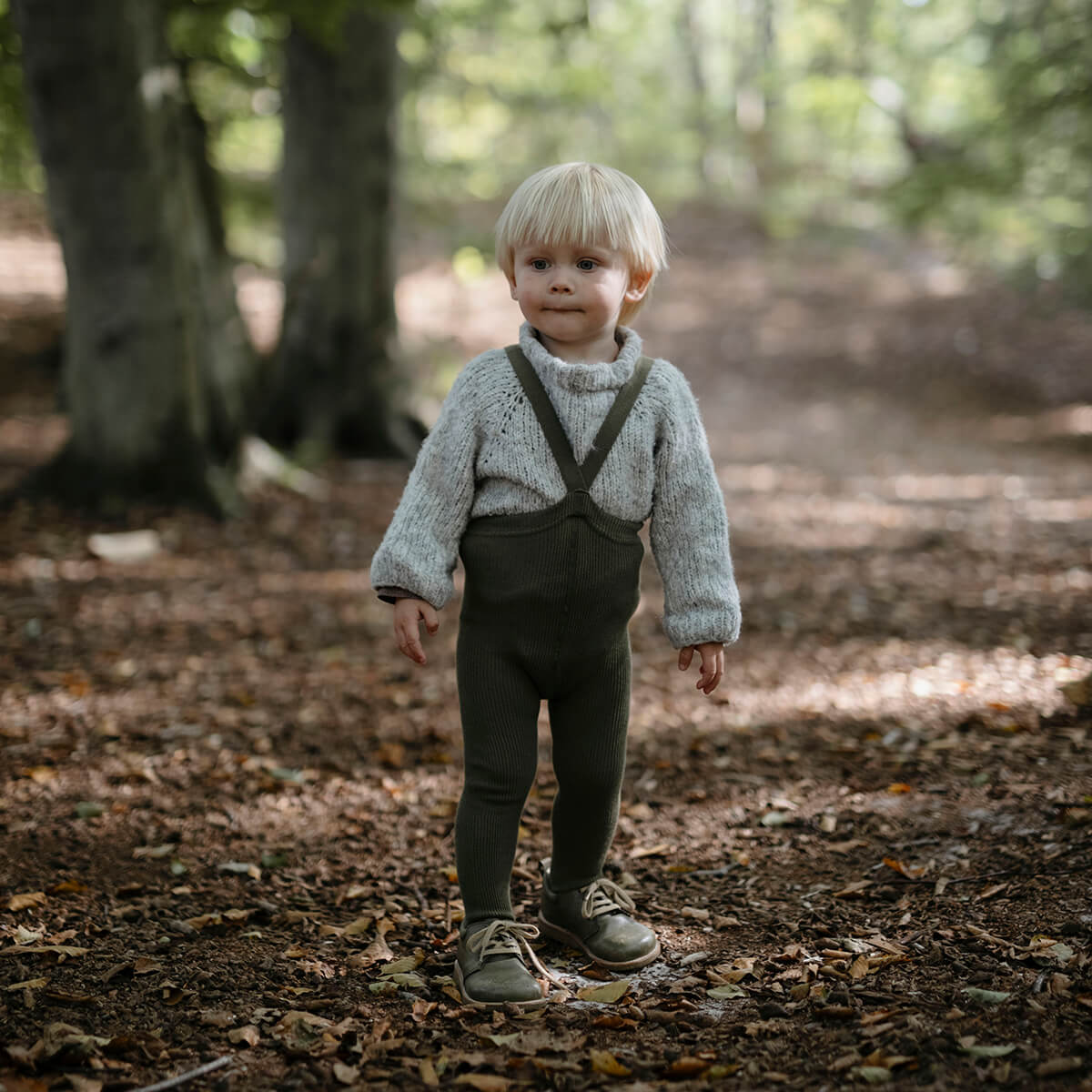 Footed Tights With Braces in Olive by Silly Silas