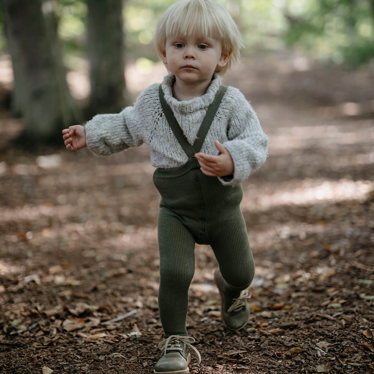 Footed Tights With Braces in Olive by Silly Silas