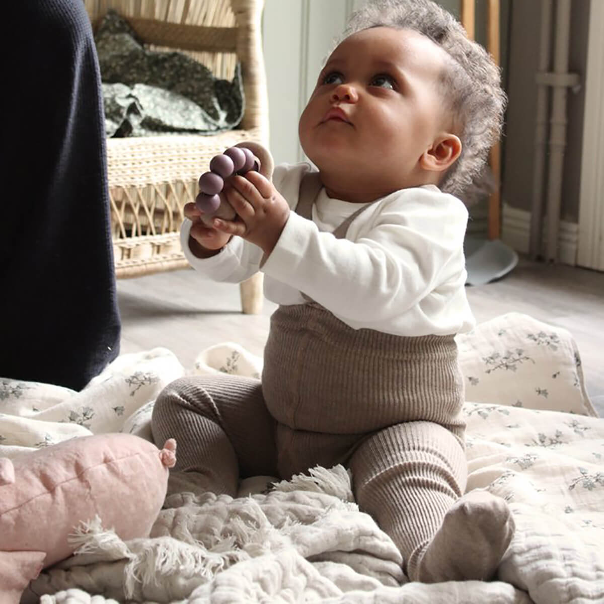 Footed Tights With Braces in Peanut Blend by Silly Silas