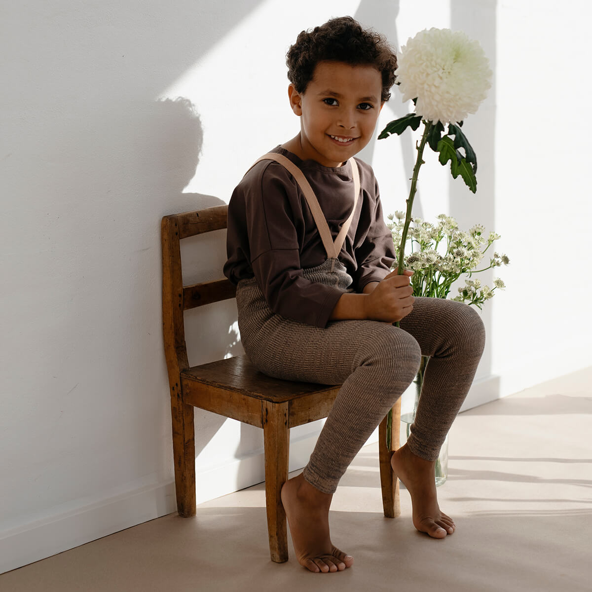 Footless Tights With Braces in Charcoaly Brown by Silly Silas