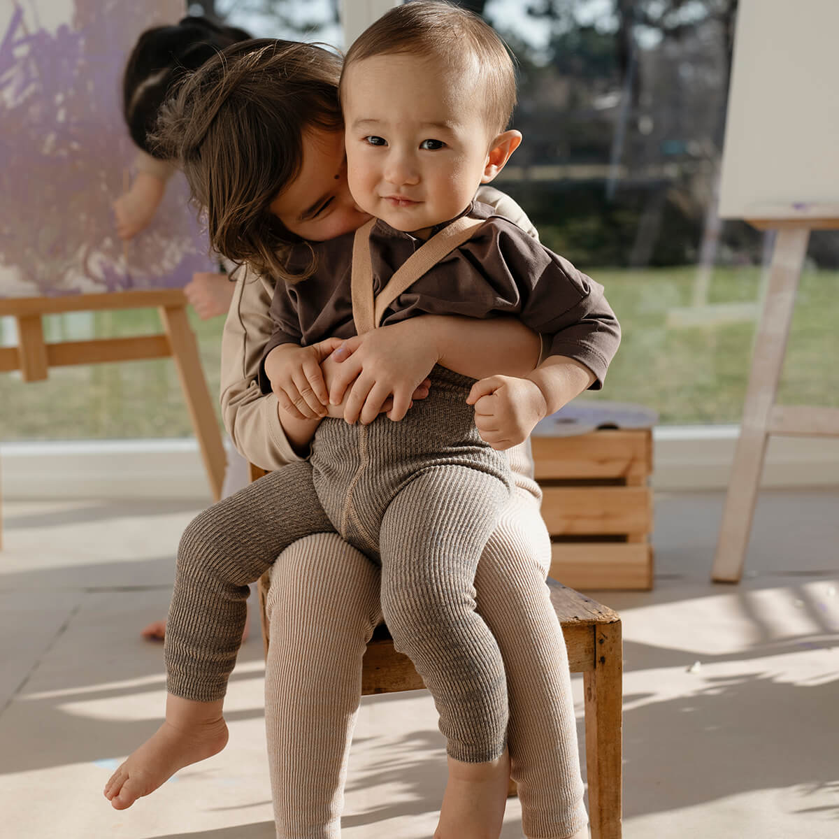 Footless Tights With Braces in Charcoaly Brown by Silly Silas