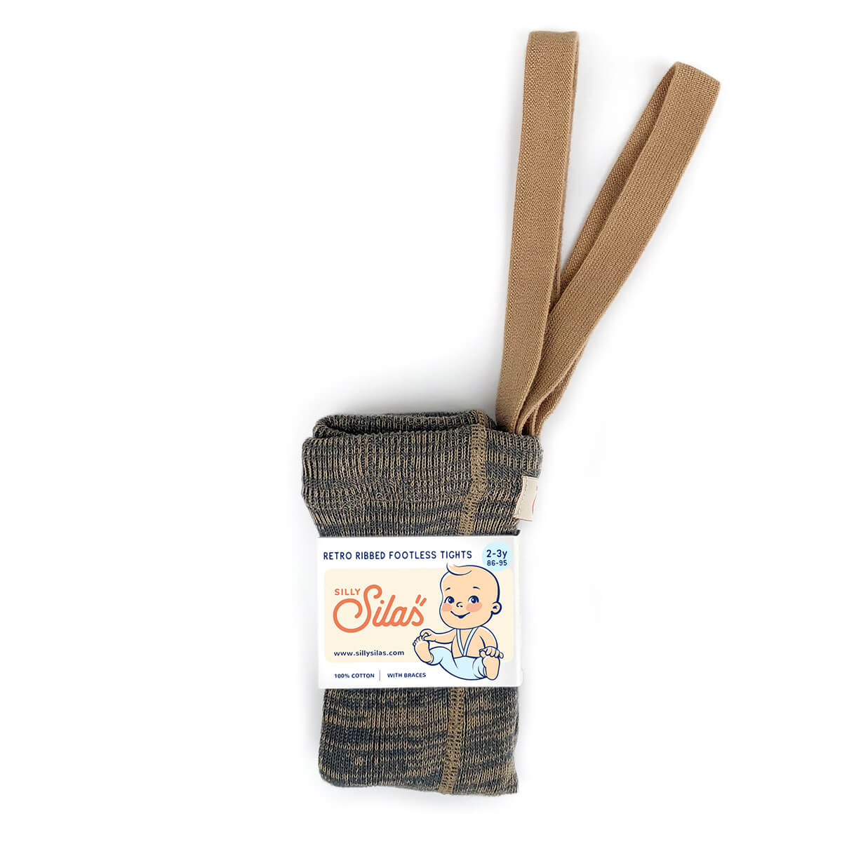 Footless Tights With Braces in Charcoaly Brown by Silly Silas