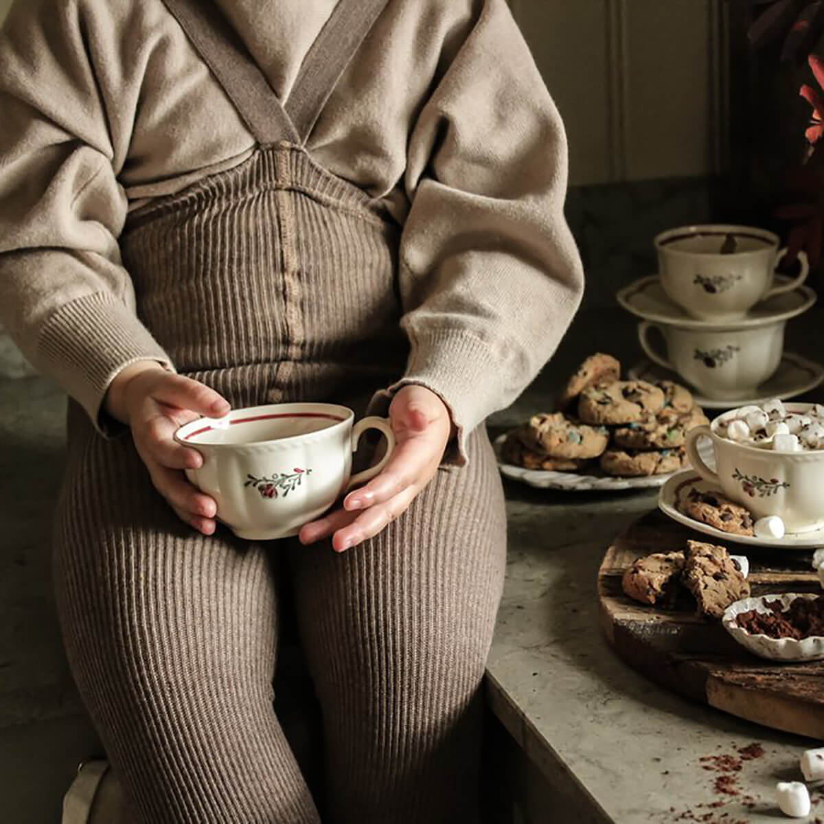 Footless Tights With Braces in Cacao Blend by Silly Silas