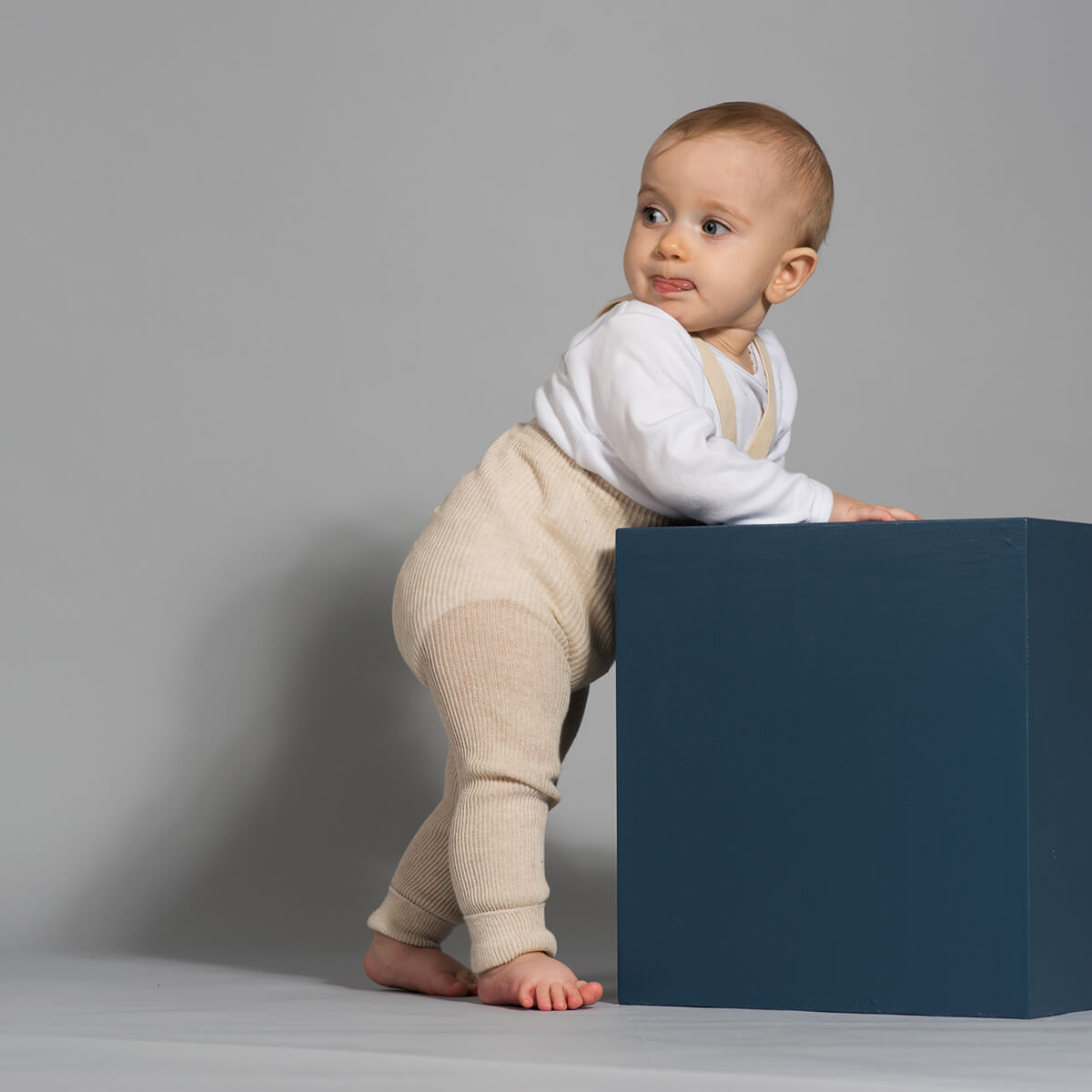 Footless Tights With Braces in Cream Blend by Silly Silas