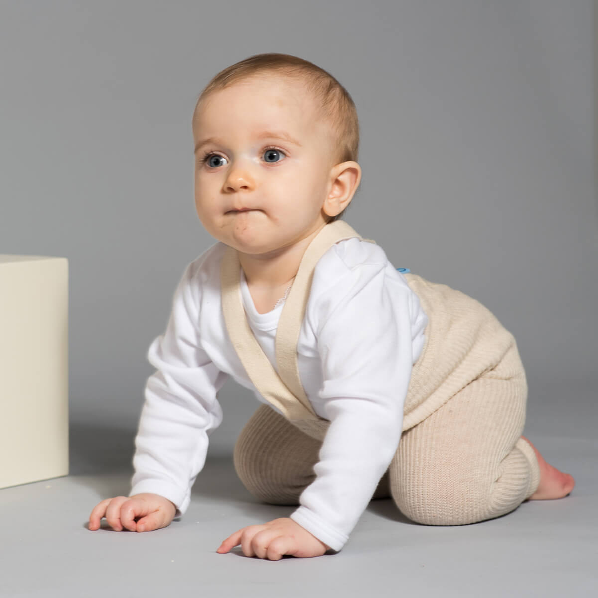 Footless Tights With Braces in Cream Blend by Silly Silas