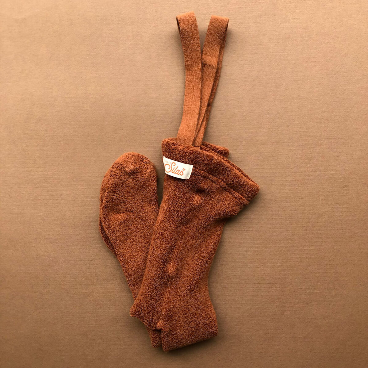 Teddy Warmy Footed Tights With Braces in Cinnamon by Silly Silas