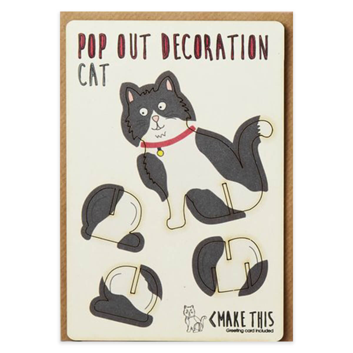 Black And White Cat Pop Out Decoration And Greetings Card by The Pop Out Card Company