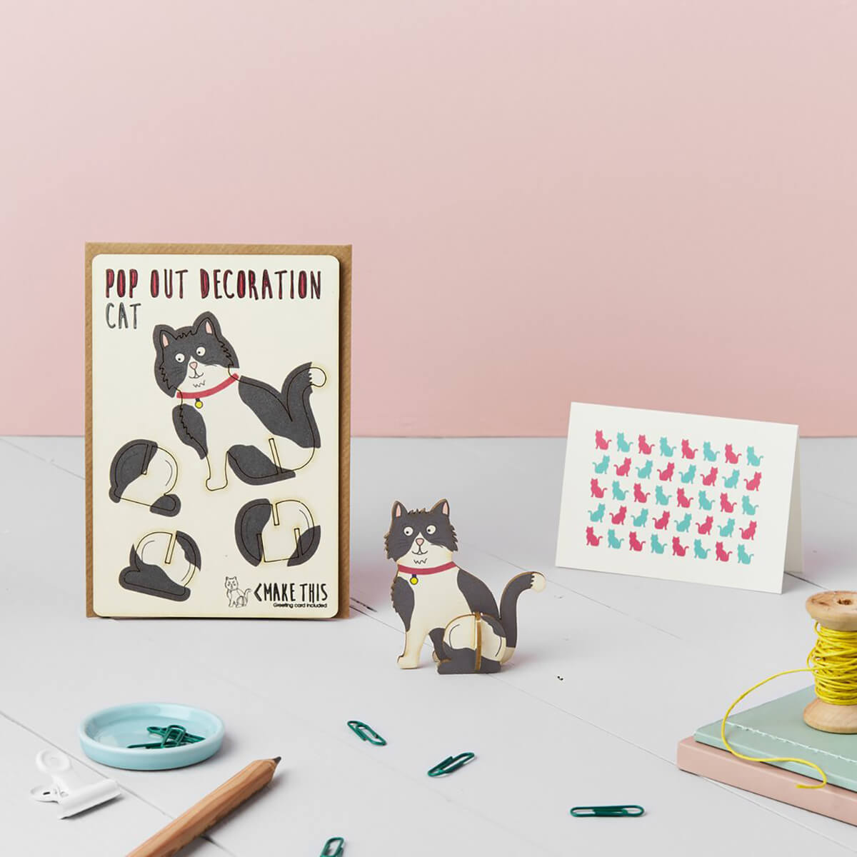 Black And White Cat Pop Out Decoration And Greetings Card by The Pop Out Card Company
