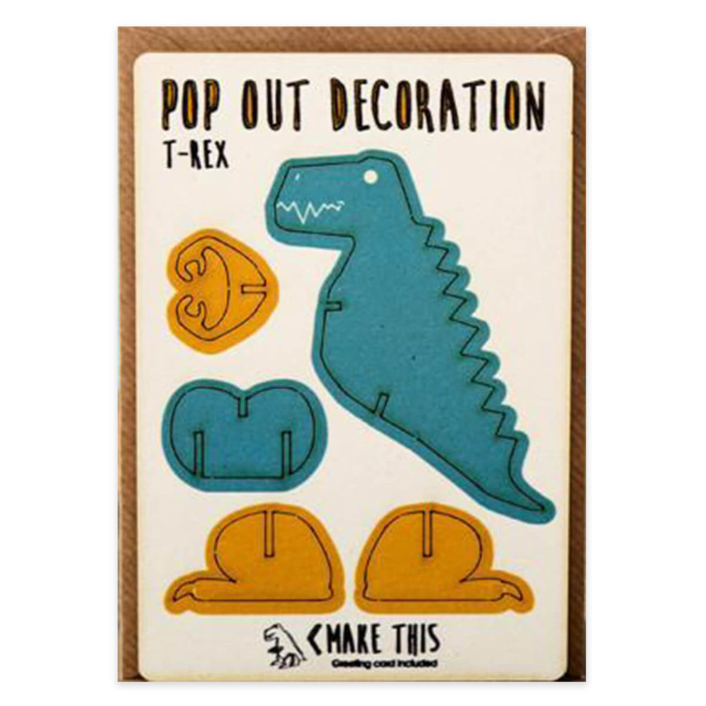 T Rex Pop Out Decoration And Greetings Card by The Pop Out Card Company